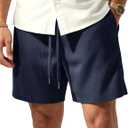 TACVASEN Mens Corduroy Shorts Casual 6" Inseam Summer Beach Elastic Waist Drawstring Lightweight Shorts with Pockets (Blue)