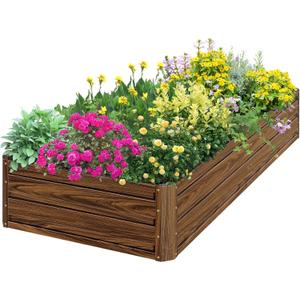SnugNiture Galvanized Raised Garden Bed 8x4x1FT Outdoor Large Metal Planter Box Steel Kit for Planting Vegetables, Flowers (Brown)