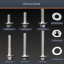 M6-1.0 x 12/16/20/30/45 Flange Hex Bolt Assortment Kit, 180pcs Stainless Steel Metric Flange Head Bolts and Nuts Set.