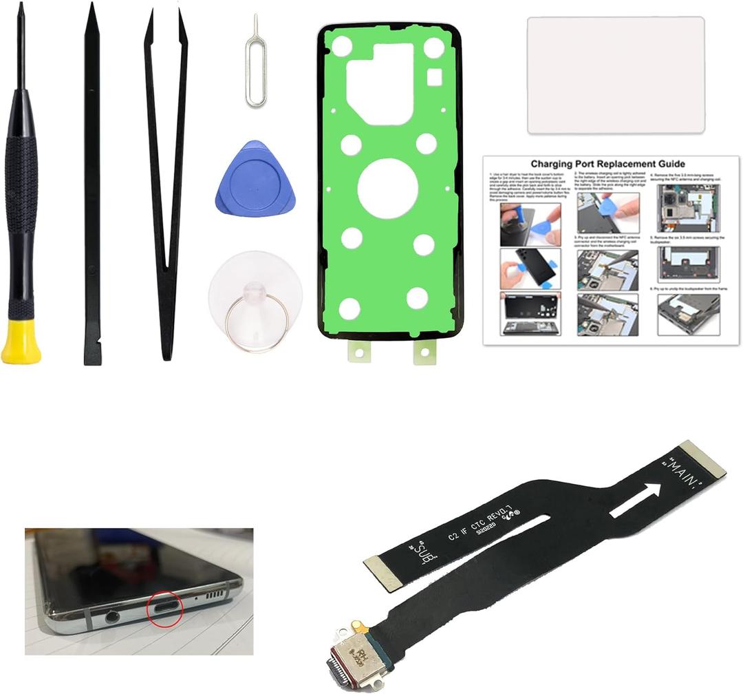 Charging Port Replacement Kit Compatible with Galaxy Note 20 Ultra US Version, SM-N986U, SM-N986U1, SM-N986W Dock Board USB-C Connector, with Instruction Manual, Toolkit