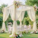 4 Panels Ivory Sheer Fabric for Draping, 30"x19FT Wedding Arch Drapes Tulle Curtains Backdrop, Ivory Chiffon Draping Panels for Wedding Ceremony Party Baby Shower Decorations, Photoshoot & Home Wall