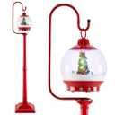 68 Inch Festive Musical Christmas Street Lamp Post with Snow Globe Lantern-Red