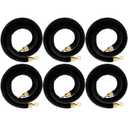 Woanger 6 Pack Velvet Stanchion Rope, 5 Feet Crowd Control Stanchion Ropes Safety Barrier with Gold Plated Hook for Carpet Events Movie Theaters Grand Openings Hotels Party(Black)