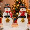 OneBird 2pcs Christmas Snowman Figurines 6in - Resin Outdoor Indoor Decoration, Holiday Snowman Statues for Patio Lawn Yard, Birthday Gifts for Women, Mom Grandma