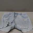 onlypuff Women Ripped Denim Shorts Distressed Mid Rise Stretchy Casual Jean Shorts (Blue, L)