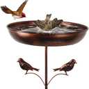 DREAMSOUL 13" Dia Bird Bath with 5 Prong Stake, 34 Inch Tall Bird Bath for Outside Metal Birdbath for Garden Yard Patio