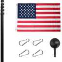 NELXINJO 20ft Telescopic Flag Pole - Extra Thick Outdoor Telescoping Flag Poles with 3x5 American Flag for Residential or Commercial,Black