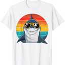 Kids Shark Face Open Mouth Tee Cool Retro Toddler Boys Shark T-Shirt, M