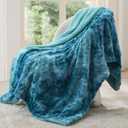 Bedsure GentleSoft Sherpa Fluffy Throw Blanket - Fleece Warm and Cozy Throw for Women Gift, Plush & Fuzzy Faux Fur Christmas Blanket for Couch, Sofa, Bed Decor, Tie Dye Design, Teal, 50x60 Inches