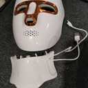 tinkoola Red Light Therapy Mask for Face & Neck, LED Face Light Therapy, USB C Rechargeable, Infrared Mask for Home Working Travel Yoga (White Gold)