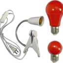 Darkroom Safelight Portable Red Lamp with Clip 360 Degree Desk Light with Switch, E27 LED Screw Light with 180cm Power Cord
