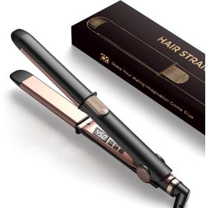 Yeshuai Ceramic Flat Iron, Hair Straightener & Curler, 12 Adjustable Temp & Dual Voltage Hair Straightener for Women for Smooth, Frizz-Free Styling, for All Hair Types (Rose Gold)