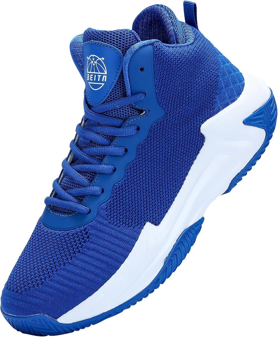 Beita High Upper Basketball Shoes for Men Sneakers Breathable Sports Shoes Anti Slip (10, Classic Blue)