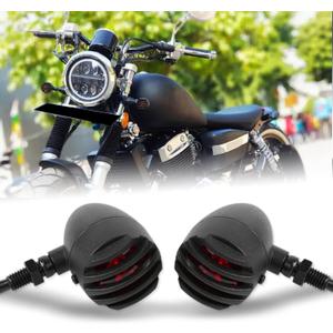 DREAMIZER Motorcycle Turn Signal Lights Black Bullet Driving Indicator Lights Brake Lamp Compatible with Intruder Volusia VS 700 750 800 1400 1500 - Red Light