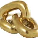 Deco 79 Ceramic Chain Decorative Sculpture 3 Link Home Decor Statue, Accent Figurine 7" x 11" x 6", Gold