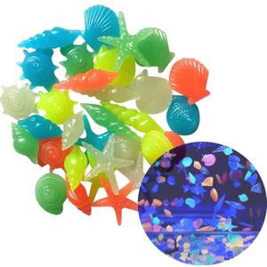 Oubest Glow in The Dark Pebbles/Glow Stones/Glowing Rocks Blue Decor for Garden/Fish Tank/Aquarium/Walkway/Driveway/Plant Pots/Bonsai (100, Starfish)