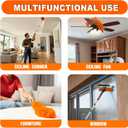 SISUPASSIE 20FT Reach High Ceiling Duster Kit, Window Cleaning kit with 3-12FT Extension Pole, Fan Duster for Ceiling Fan Blades, Microfiber Feather Duster, Rotatable Window Squeegee and Cobweb Duster