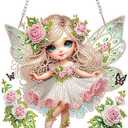 SENQAO Fairy Diamond Art Hanging Kits for Adults Kids, Diamond Art Suncatchers Flower, 5D Special Shaped Crystal Diamond Painting Kit Fairy, Window Pendant Gem Art Kit for Home Wall Decor