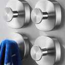 4 Pcs Suction Cup Hooks for Inside Shower, Stainless Steel Heavy Duty Towel Hook Shower Towel Holder for Bathroom, Kitchen, Glass Door, Mirror, Tile-Loofah, Towel, Coat, Bath Robe (Round, Brushed Nickel)