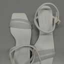 Coutgo Womens Strappy Kitten Heels Open Square Toe Sandals Buckle Ankle Strap Summer Dress Shoes Size 8