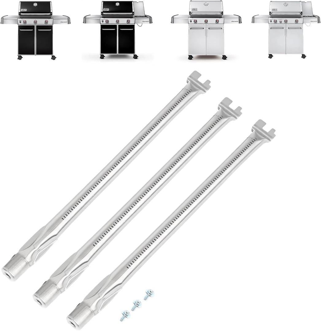 Utheer 62752 Grill Burner Tube 19.5 Inch for Weber Genesis 300 Series2011-2016, Genesis E310 E320 E330 S310 S320 S330 Gas Grills, Fits Up Front Control, 304 Stainless Steel