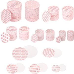 PATIKIL 20/24/28/38/51mm/0.79/0.95/1.1/1.5/2" Foam Lid Liner, 500pcs Adhesive Round PS Pressure Sensitive Seals for Plastic Glass Jar Bottle Cap Canning Vials Seals Red Text, White