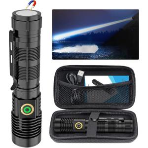 Rechargeable Flashlight High Lumens, High Lumens Super Bright Magnetic Flash Light, Long-Range Zoomable LED Flashlights for Emergency, Searching, Waterproof Flashlight Dimmable (K2301S)