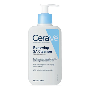 CeraVe Renewing Salicylic Acid Cleanser, Formulated With Hyaluronic Acid, Niacinamide, & Ceramides, Gentle BHA Exfoliating Face Wash Smooths & Softens Skin, Non Comedogenic & Fragrance Free, 8 Ounce