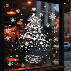 2 Sheet Christmas Window Clings【Double-Sided Pattern】【Easy to Stick】【Waterproof】 Window Stickers for Christmas Decorations，D