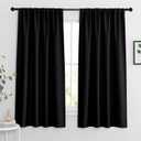 RYB HOME Black Living Room Curtains 63 inch Length, Blackout Energy Efficient Window Covering Heavy Duty Vertical Privacy Drapes for Nursery Girls Room Classroom W42 x L63 inch, 2 Panels (42"W x 63"L (Pack of 2))