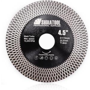 SHDIATOOL Tile Diamond Saw Blades Porcelain Cutter Disc for Dry/Wet Cutting Grinding Ceramic Marble Artificial Stone Diameter 4.5 Inches x 7/8 inch (4-1/2")