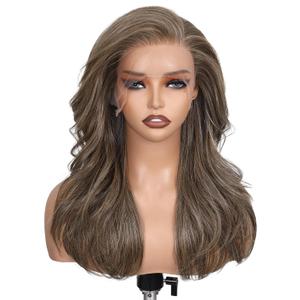 FAVE 136 Synthetic Lace Front Wig 18 Inches Light Brown Layered Wig Pre-Plucked Glueless Wig for Women Hair Replacement Wigs Futura Fiber Ash Brown