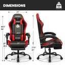 N-GEN GAMING Video Gaming Chair with Footrest Lumbar Support for Home Office High Back Recliner Height Adjustable Ergonomic Comfy Leather Computer Desk Chair (Red), 27.5 inches x 24.5 inches x 50 inches