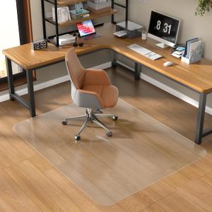 Office Chair Mat for Hardwood Floor, 48" X 60" Desk Chair Mat for Hard Floors, PVC Clear Floor Protector for Home and Office Floor Mat - Can't be Used on Carpet