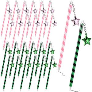 24 Pcs Halloween Witch Star Pens Stripe Rollerball Ink Ballpoint Pen Witch Birthday Gifts Halloween Party Decorations Star Fairy Supplies for Teens Adults School Office Home