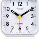 Tinload Small Battery Operated Analog Travel Alarm Clock Silent Non Ticking, Gentle Wake, Ascending Beep Sounds, Snooze,Lighted on Demand, Easy Set(White)