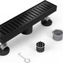 Black Shower Drain 18 Inch, Modern Linear Shower Drain Matte Black