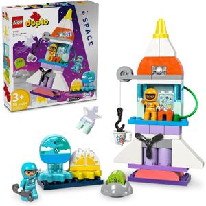 LEGO DUPLO 3 in 1 Space Shuttle Adventure Toddler Building Toys - Space Toys for Boys & Girls, Ages 3+ Years - Gift for Christmas - Learning & Pretend Play Activity - 10422