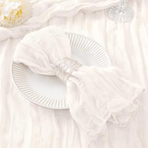 DeZerlor 12 Pack Ivory White Cheesecloth Napkins Summer Cloth Napkins Set of 12 Dinner Napkins Bulk 21x21 Inches for Wedding Bridal Shower Baby Shower Parties