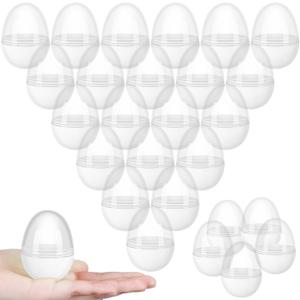 50 Pcs Plastic Fillable Easter Eggs Bulk 2.36 Inches Clear Empty Eggs for Easter Basket Stuffers Fillers Prizes Award Party Favors (White)