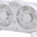 Genesis Twin Fan High Velocity Reversible AirFlow Fan, LED Indicator Lights Adjustable Thermostat & Max Cool Technology, ETL Certified, White (A1WINDOWFAN)