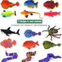 12 Pack Color Changing Sea Animal Toys,Change Color Ocean Animals Figures,Mold Free Bath Toys for Toddlers Kids,Water Table Toys,Rubber Floating Fish Toys for Themed Party Supplies,Goodie Bags Fillers
