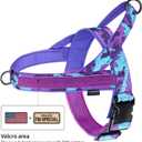 Annchwool No Pull Dog Harness with Padded Handle+5 Ft Leash,Escape Proof and Quick Fit to Adjust Dog Harness,Easy for Training Walking for Small & Medium and Large Dogs(Camo Purple Set,L)