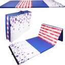 Fitvids Folding Exercise Gymnastics Mat 4'x8'x2" Gym Workout Mat with Carrying Handles High-Density Anti-Tear Portable Fitness Aerobics Mats for Home Gym Yoga Pilates Tumbling MMA Core Training, Multiple Colors (Star-Stripe)