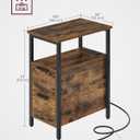 VASAGLE Side End Table with Charging Station, Slim Nightstand with 2 Drawers, Narrow Bedside Table for Living Room, Small Spaces, 18.9 x 11.8 x 24 Inches, Rustic Brown and Ink Black ULET324K101S