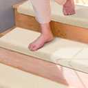 Brakki Bullnose Carpet Stair Treads, Stair Treads for Wooden Steps, 14pcs | Non Slip and Washable, Stair Rug for Indoor Runner and Pets, Soft Edging Staircase Protectors, L29.5" x W9.5", Cream White