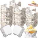 Tanlade 350 Pcs Square Mini Cupcake Liners Disposable Brownie Baking Pan Liners 1.77 Inch Paper Baking Cup for Cup and Cupcakes Party Supplies for Weddings Birthdays Bridal Showers, (Gold Dots)