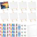 Acrylic Paint Set with 8 PCS 11.8In Easel & 16 PCS 8X10In Canvas, Painting Canvas Panel with Easel, Art Canvas Painting Kit with Brushes & Paint Trays for Kids Teenagers Acrylic Oil Water Color Gift