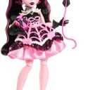 Monster High Scary Sweet Birthday Doll, Draculaura in Pink Party Dress with Themed Accessories Like Invite, Balloon, Gift, Fan and More