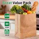Brown Paper Bags Bulk 100 Pack, 9.8 x 5.5 x 13",16lb Medium Kraft Shopping Bags for Business, Retail Store Supplies, Restaurant Takeout, Gift Merchandise Packaging, Recyclable Grocery Bags